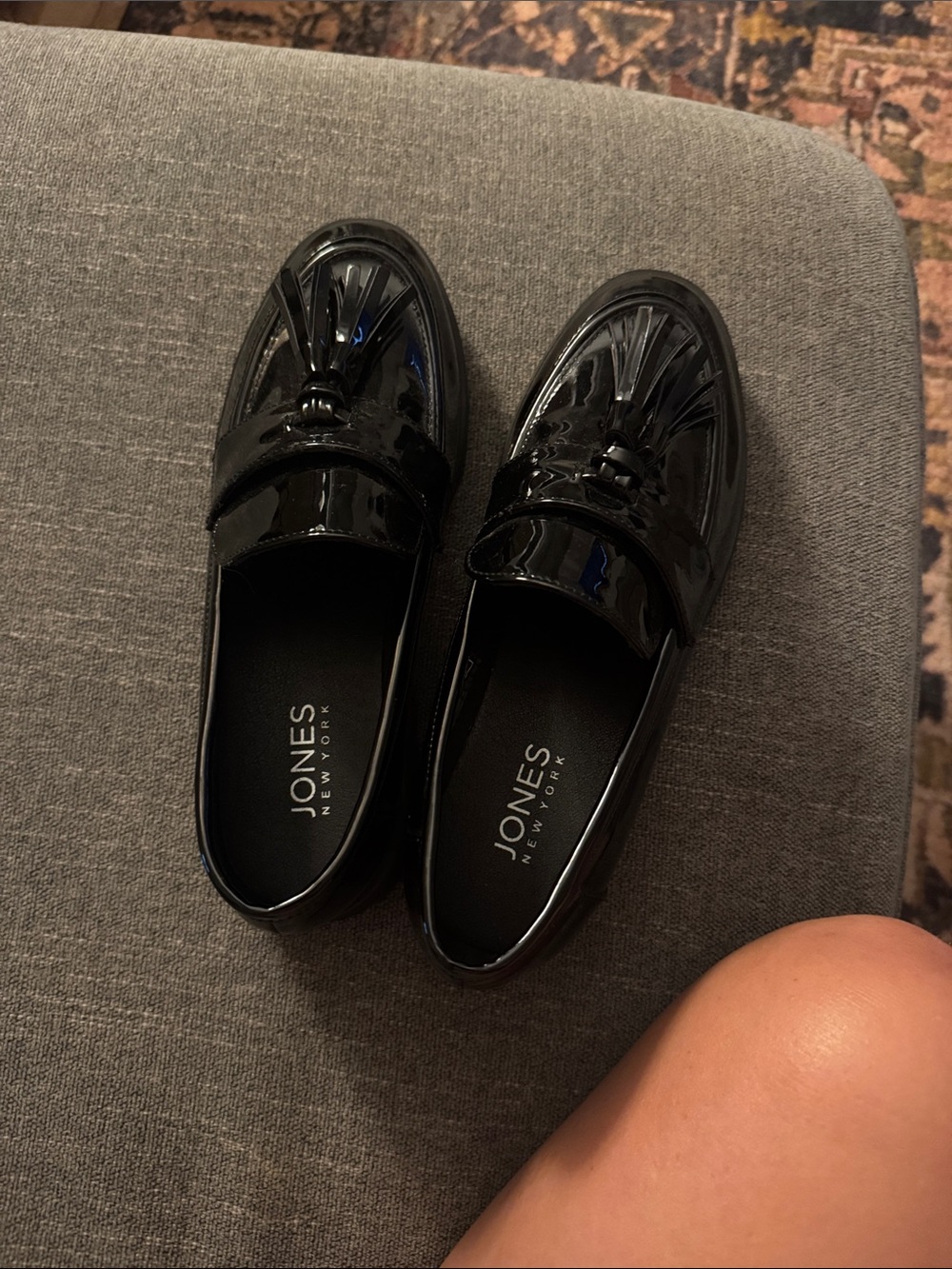 Jones New York Black Patent Tassel Penny Loafers